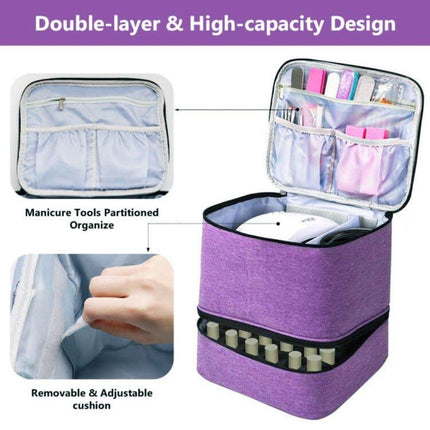Portable Double Layer Nail Polish Essential Oil Storage Bag Travel Organizer