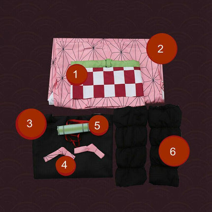 Anime Demon Slayer Kimetsu no Yaiba Kamado Nezuko Cosplay Costume Kimono Wig AU - Aimall