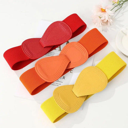 Fashion Belt Red Elastic Waist Cover Wide Belt Women Black Elastic Bow Decoration