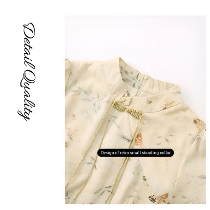 Women's Long Sleeve Cheongsam Vintage New Chinese Style Improved Long Dress - Aimall