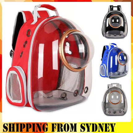 Space Capsule Pet Backpack Carrier in use