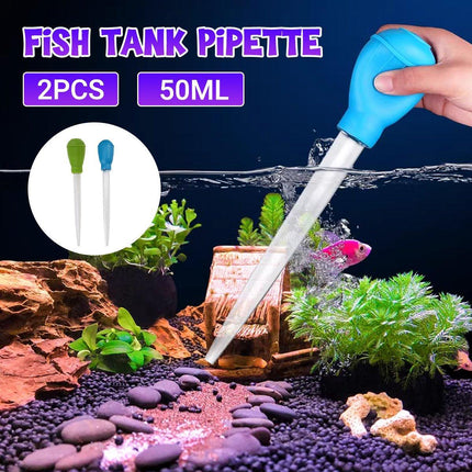 2PCS Fish Tank Cleaner Mini Pooper Turtle Pump Aquarium Maintenance Feeding Tube
