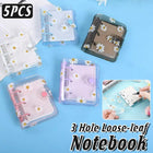 5PCS Portable 3 Hole Loose Leaf PVC Transparent Case Coil Mini Hand Ledger