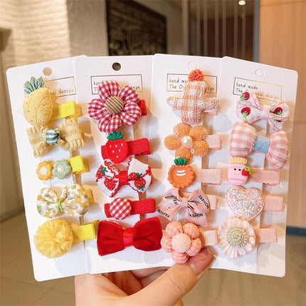 5PCS Girls Bowknot Snap Hair Clips Headband Cute Hair Accessories Set