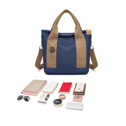 Womens Canvas Handbag Multi-layer Lightweight Crossbody Bag for Work Mommy