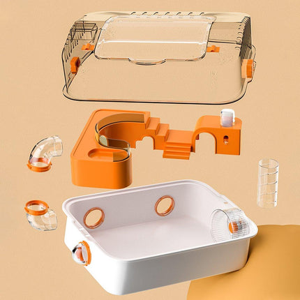 Acrylic Tunnel Hamster Cage Gold Wire Bite Proof Luxury Small Pet Habitat