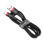 Red + Black Genuine BASEUS 2.4A USB to Lighting Charging Cable Cord for iPhone 13 12 Pro XS - Aimall
