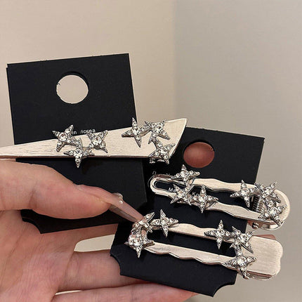 Super Flash Silver Star Hair Clips Duck Beak Barrettes Hair Accessories Set