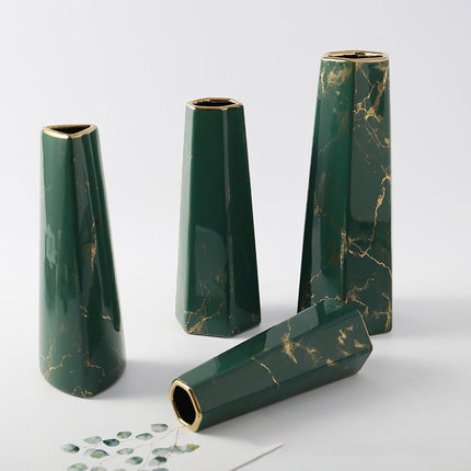 Marbled Ceramic Vase Simple Home Living Room Decor Flower Arrangement Piece