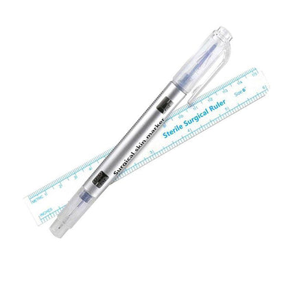 Microblading Tattoo Eyebrow Surgical Skin Marker Pen Ruler Tattoo Piercing 2Pcs - Aimall