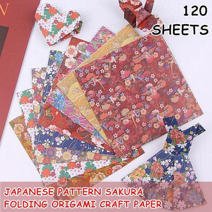 120 Sheets 8 Mixed Colours Japanese Pattern Sakura Folding Origami Craft Paper - Aimall
