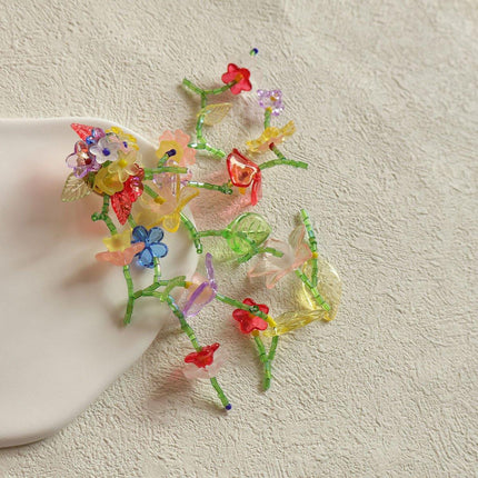 Colourful Flower Long Drop Earrings Elegant Sweet Jewelry for Women Fashion Gift