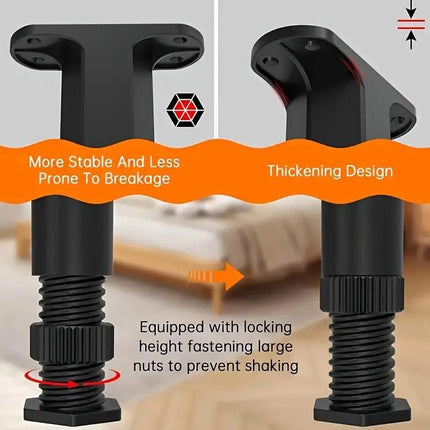 4pcs Adjustable Bed Frame Feet Ribbed Furniture Support Legs Sturdy Foundation
