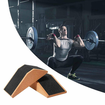 2pcs Cork Wedge Shaped Fitness Bricks Deep Squat Special Exercise Blocks Yoga