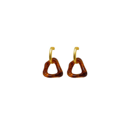 Retro Geometric Triangle Coffee Beige Earrings Women Girls Trendy Fashion