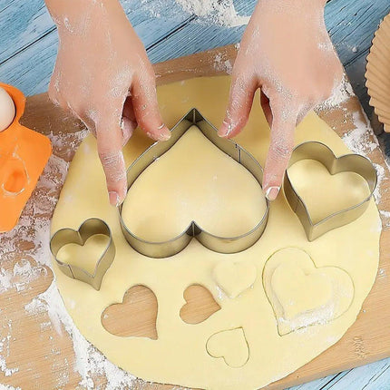 3X Stainless Steel Cake Mold 10/15/20cm Heart Baking Cake Ring For Mousse Party