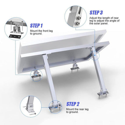 Adjustable Solar Panel Mounting Brackets 15-30 Degrees Aluminum Roof PV Support