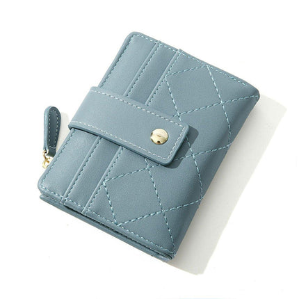Stylish Women Short Wallet Multi-card Money Clip Zipper Two-Fold Purse Leather