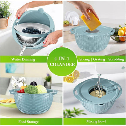 Stainless Steel Drainer Basket Double Layer Rotatable Dishwashing Fruit Basket