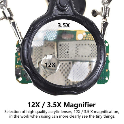 LED Magnifier Stand Holder Soldering Iron Tool Third Hand Helping Station