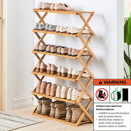 6 Tier Folding Shoe Rack Home Shoe Storage Organizer Space Saving for Shoes