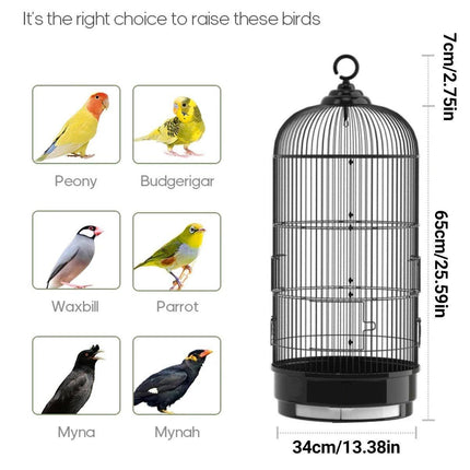 Round Bird Cage Metal Cage Large Pet Birdcage Indoor Outdoor Parrot