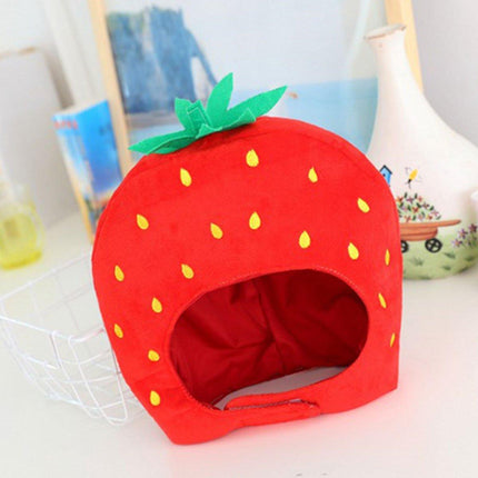 Adorable Plush Strawberry Hat Costume Headgear for Pets and Fun Photo Props