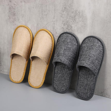 50 Pairs SPA Hotel Guest Slippers Closed Toe Disposable Terry Style Linen - Aimall