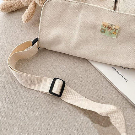 Ladies Small Square Canvas Bag Large Capacity Shoulder Handbag for Everyday Use