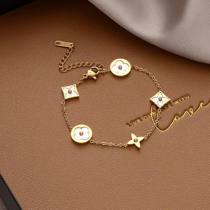 Stylish Crystal Pearl Flower Bracelet Party Accessories Charm Chain Jewellery - Aimall