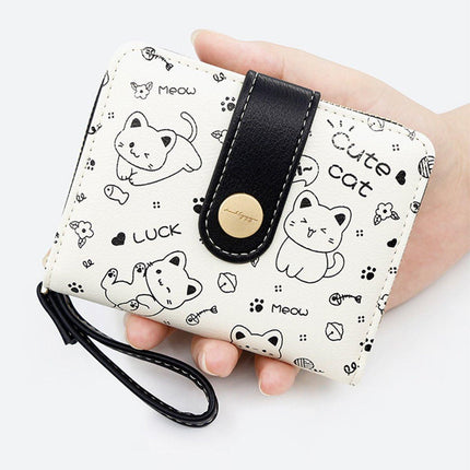 Cute Kitten Wallet Zipper Coin Purse for Girls Women Card Holder Student Style