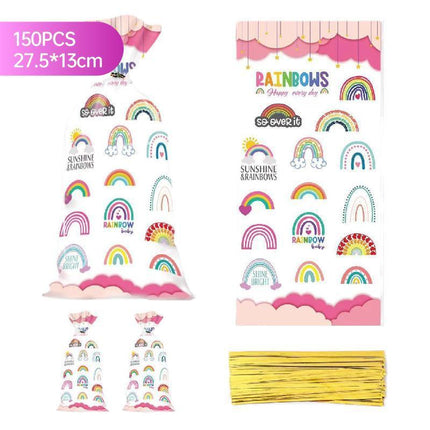 150PCS Rainbow Series Candy Bag Children's Birthday Party Gift Bag Christmas
