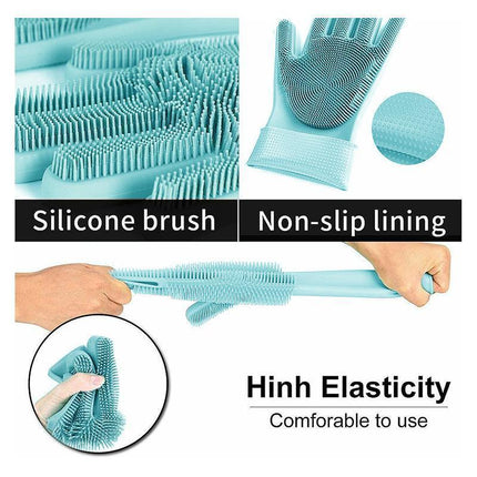 Magic Gloves Dish Washing Silicone Rubber Scrubber Cleaning Glove Waterproof - Aimall