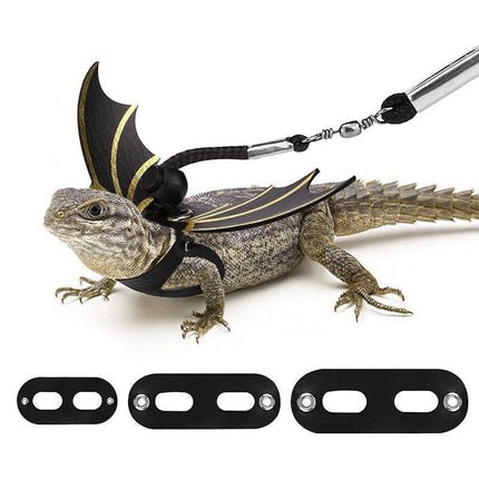 Lizard Harness Leash Bearded Dragon+Cool Leather Wings Reptile Adjustable - Aimall