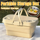 Outdoor Picnic Basket Camping Portable Handheld Storage Basket with Lid Foldable