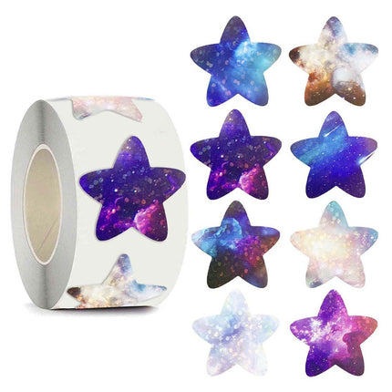 6Rolls Self-Adhesive Star Space Stickers Decorative Sticker Label Roll Bonus Set