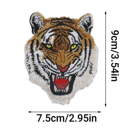 2PCS Embroidery Animal Patches Burned Edge Tiger Lion Cloth Sticker Sewing