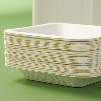 100PCS Degradable Paper Plates Thickened White Rectangular Cake Paper Plate