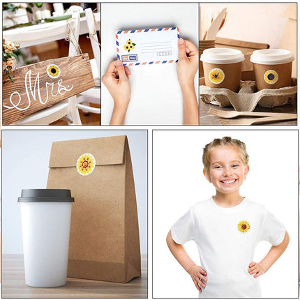2 Rolls Sunflower Stickers Handmade Flower Decoration Labels for Craft Projects