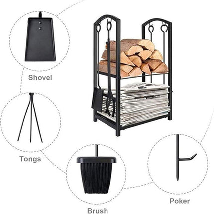 Firewood Storage Rack Heavy Duty Wood Stacking Holder for Camping Fireplace