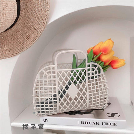 16pcs Diamond Plastic Bath Storage Basket Handheld Soft Bathroom Wash Basket Set