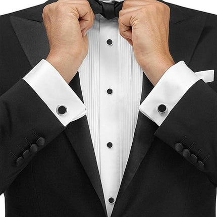 8Pcs Mens Cufflinks Shirt Tuxedo Wedding Party Buttons Cufflinks Black
