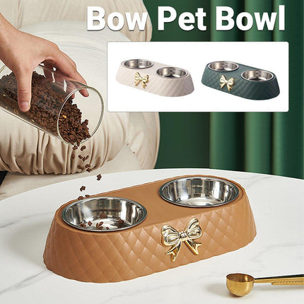Stainless Steel Double Pet Bowl Non-Slip Anti-Knock Dog Cat Feeder Utensils