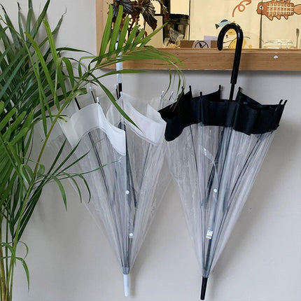 Clear Dome Umbrella Wedding Party Transparent Parasol Handle Waterproof Rain