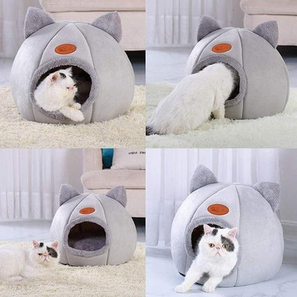 Cat Bed Winter Warm Enclosed Pet House Cozy Indoor Sleeping Nest for Cold Weather