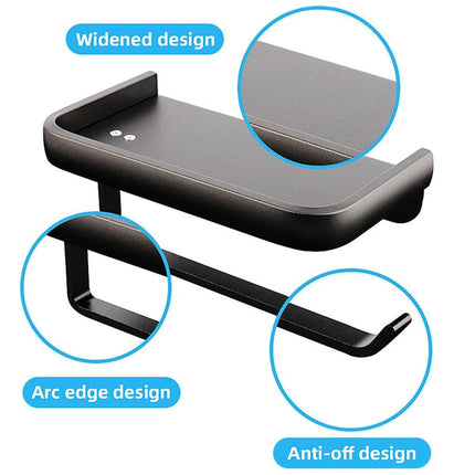 Wall Mounted Aluminum Toilet Paper Holder Non-perforated Tissue Cell Phone Shelf