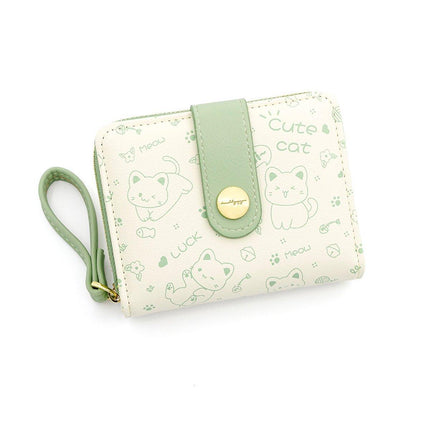 Cute Kitten Wallet Zipper Coin Purse for Girls Women Card Holder Student Style