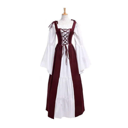 Halloween Costume Amazon Explosions European And American Square Collar Bundle Waist Medieval Renaissance Retro Dress