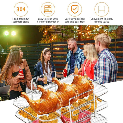 304 Stainless Steel Multi Layer Detachable Air Fryer Mesh Thickened Grill Shelf