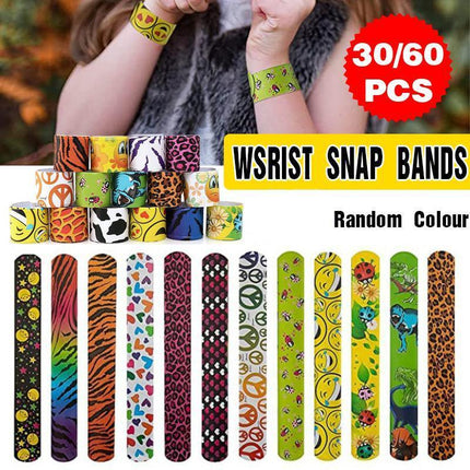 30/60PCS Mixed Wrist Snap Slap Bands Kids Party Bag Filler Toy Gift Favor - Aimall